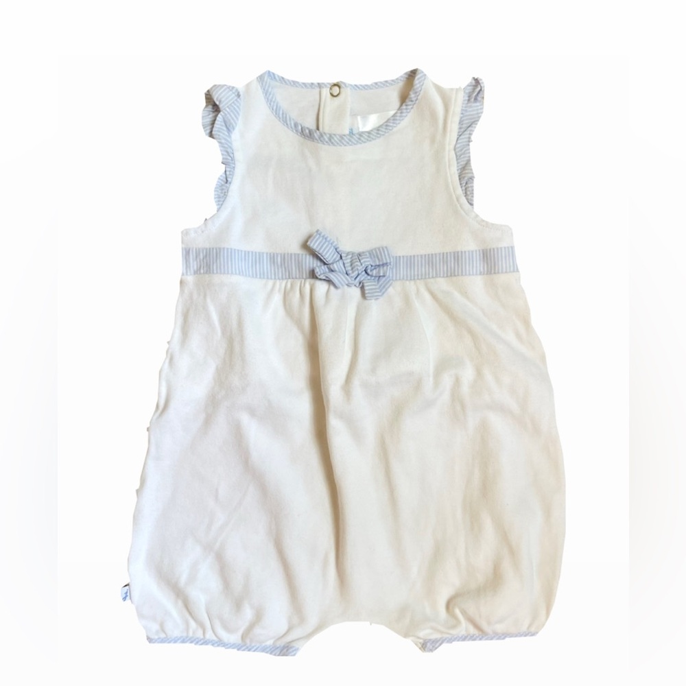 Jacadi White and Blue Striped Baby Outfit